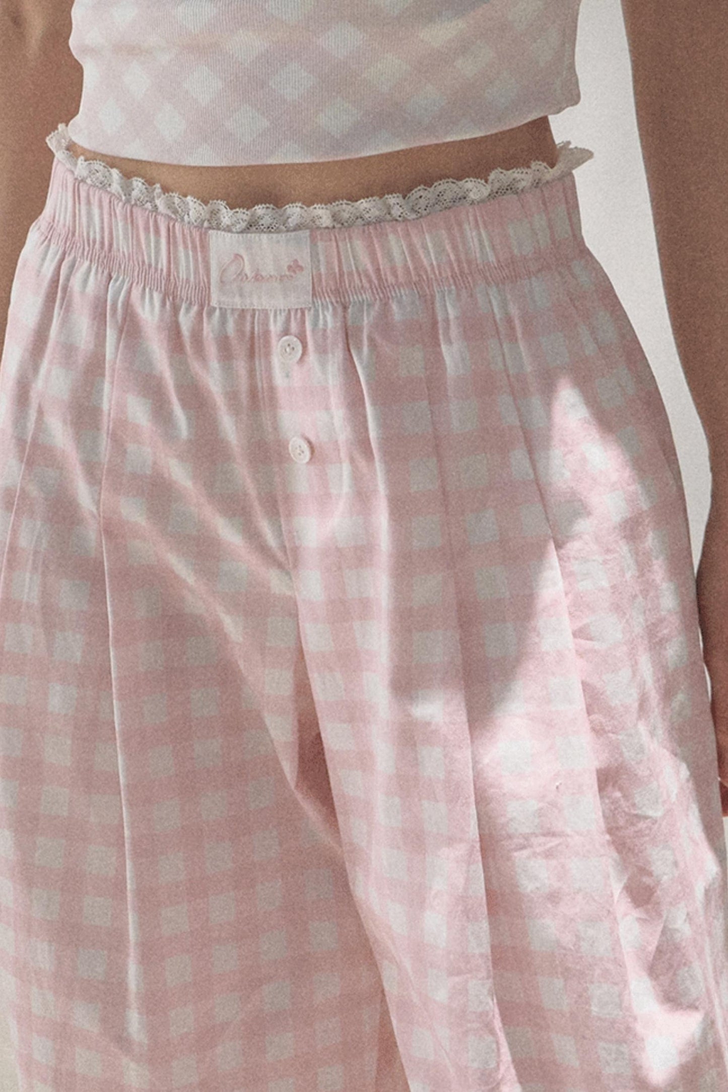 Plaid Linen Suspenders Set-Up