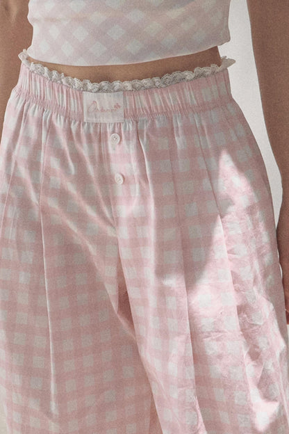 Plaid Linen Suspenders Set-Up