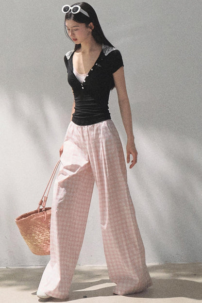 Plaid Linen Suspenders Set-Up