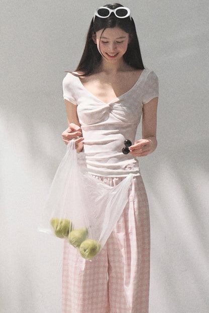 Plaid Linen Suspenders Set-Up