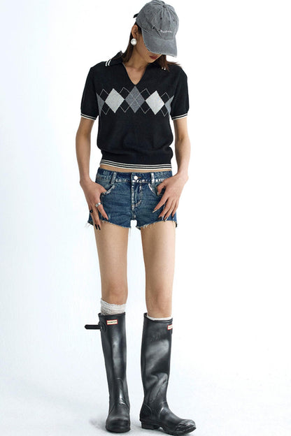 Vintage Diamond V-Neck Tee