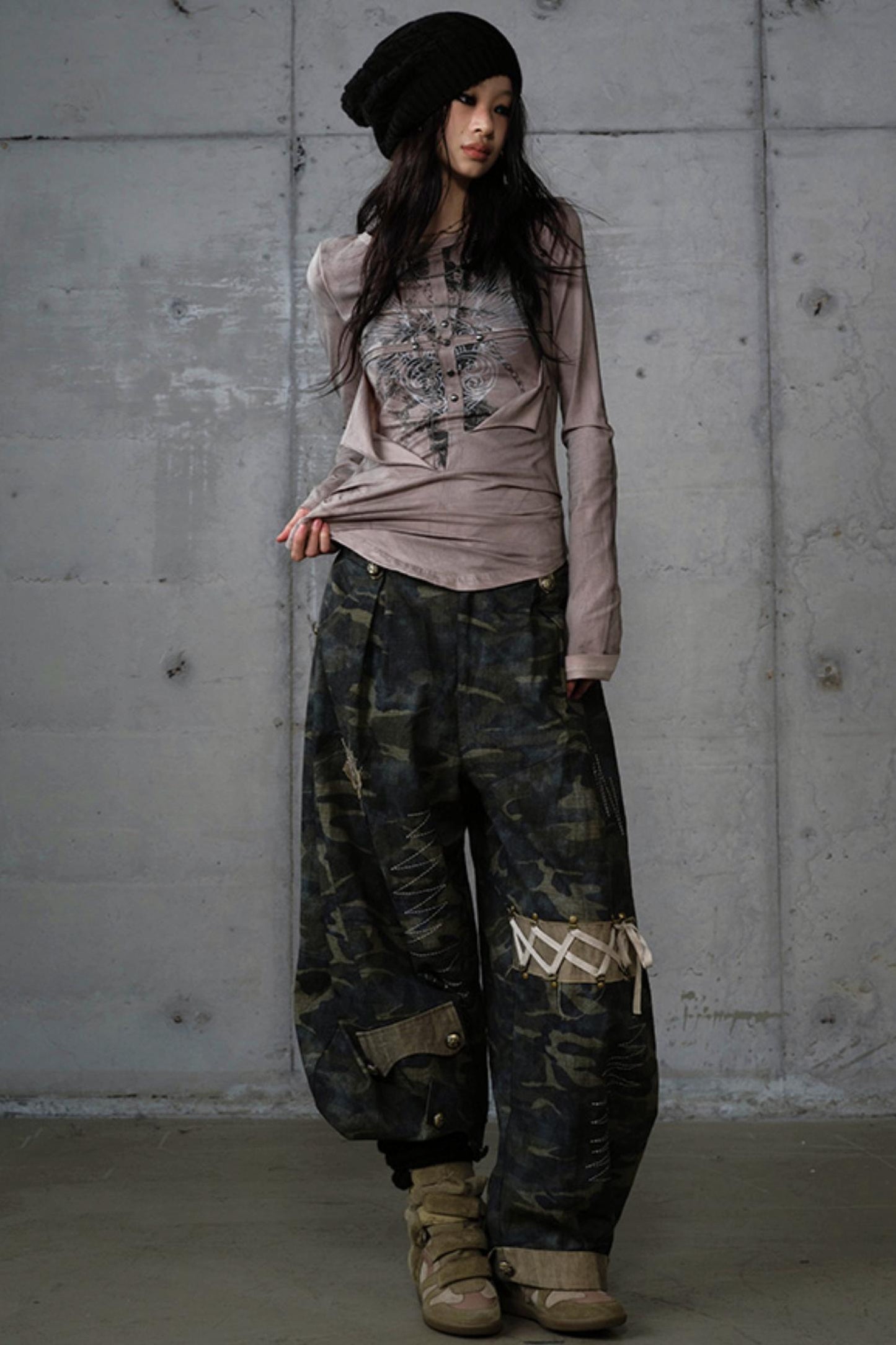 Vintage Distressed Long Sleeve Knitted Base Layer