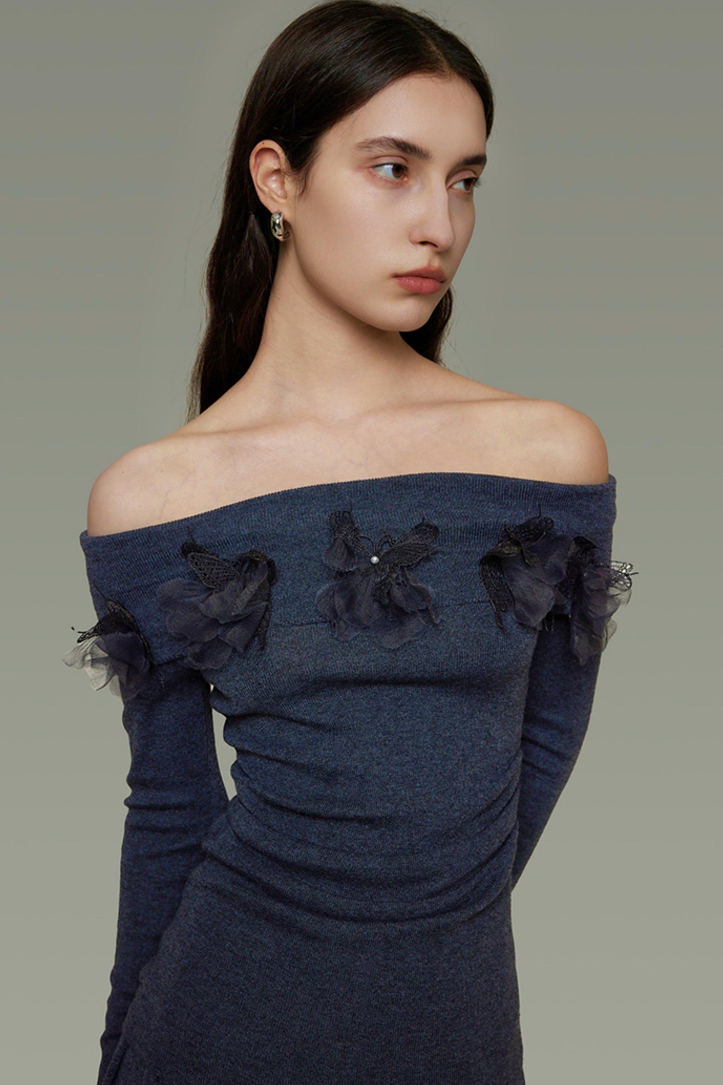 Autumn Knit One-Shoulder Dress