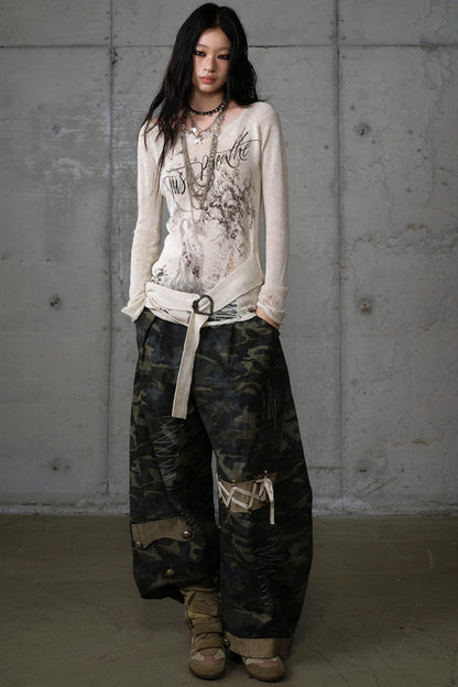 Heavy Industry Embroidery Camouflage Trousers