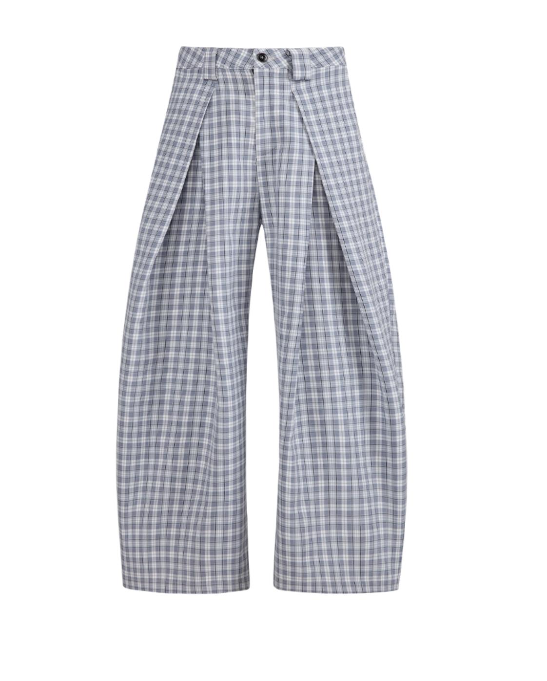 Plaid Wide-Leg Trousers