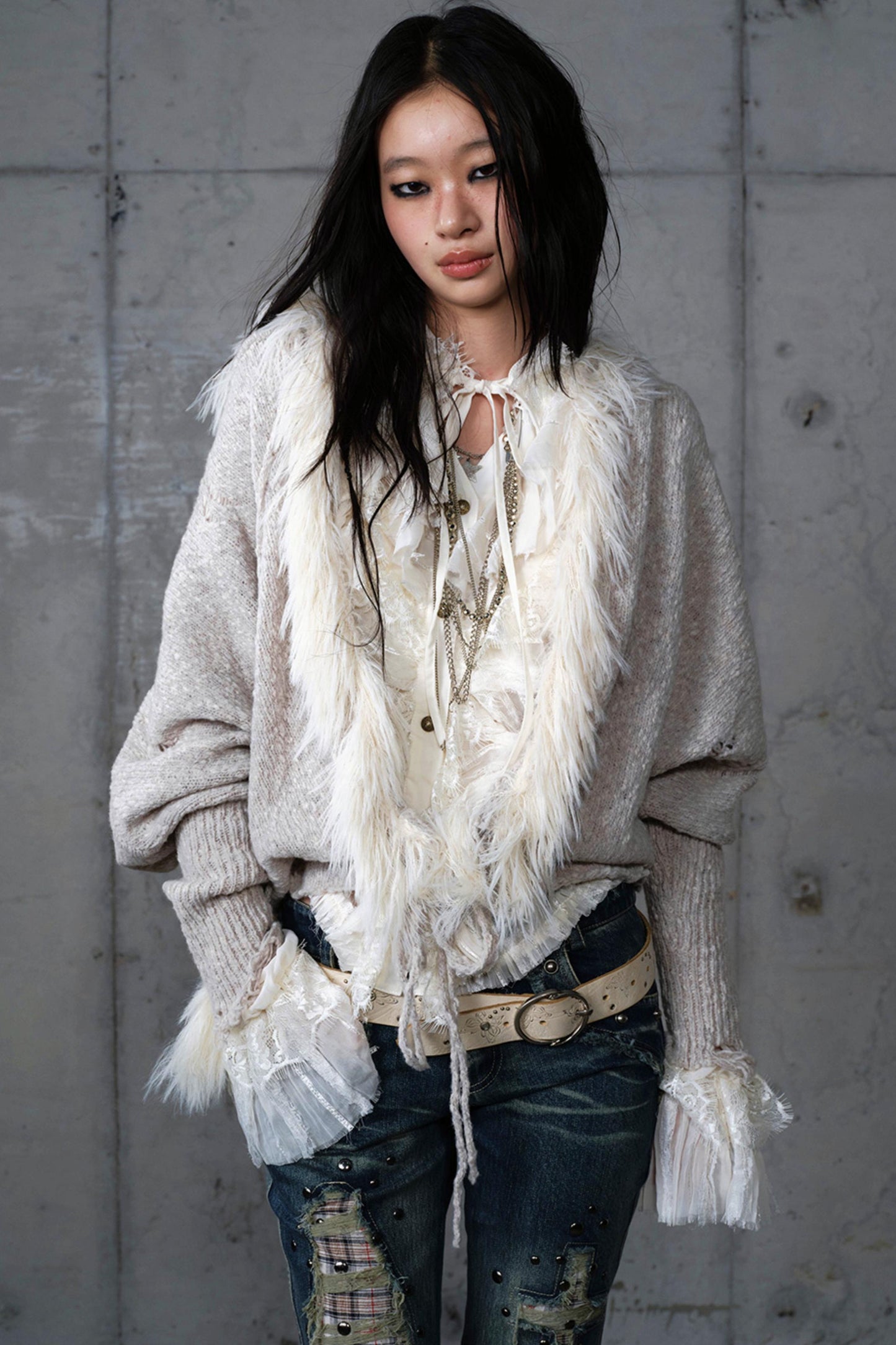 Lazy Vintage Knit Bat Sleeve Hooded Sweater Coat