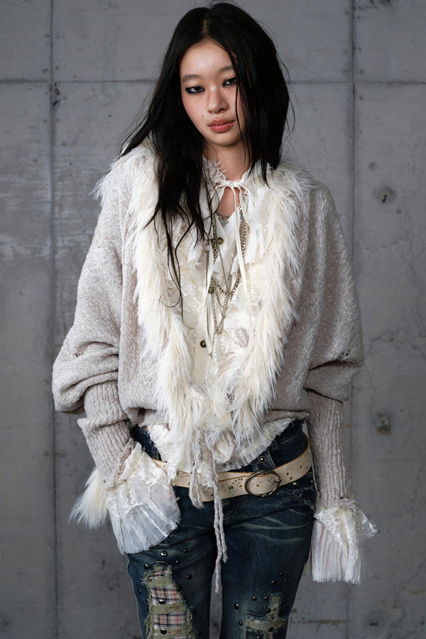 Lazy Vintage Knit Bat Sleeve Hooded Sweater Coat