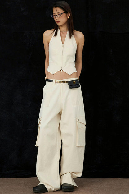 Ivory Wide-Leg Pants