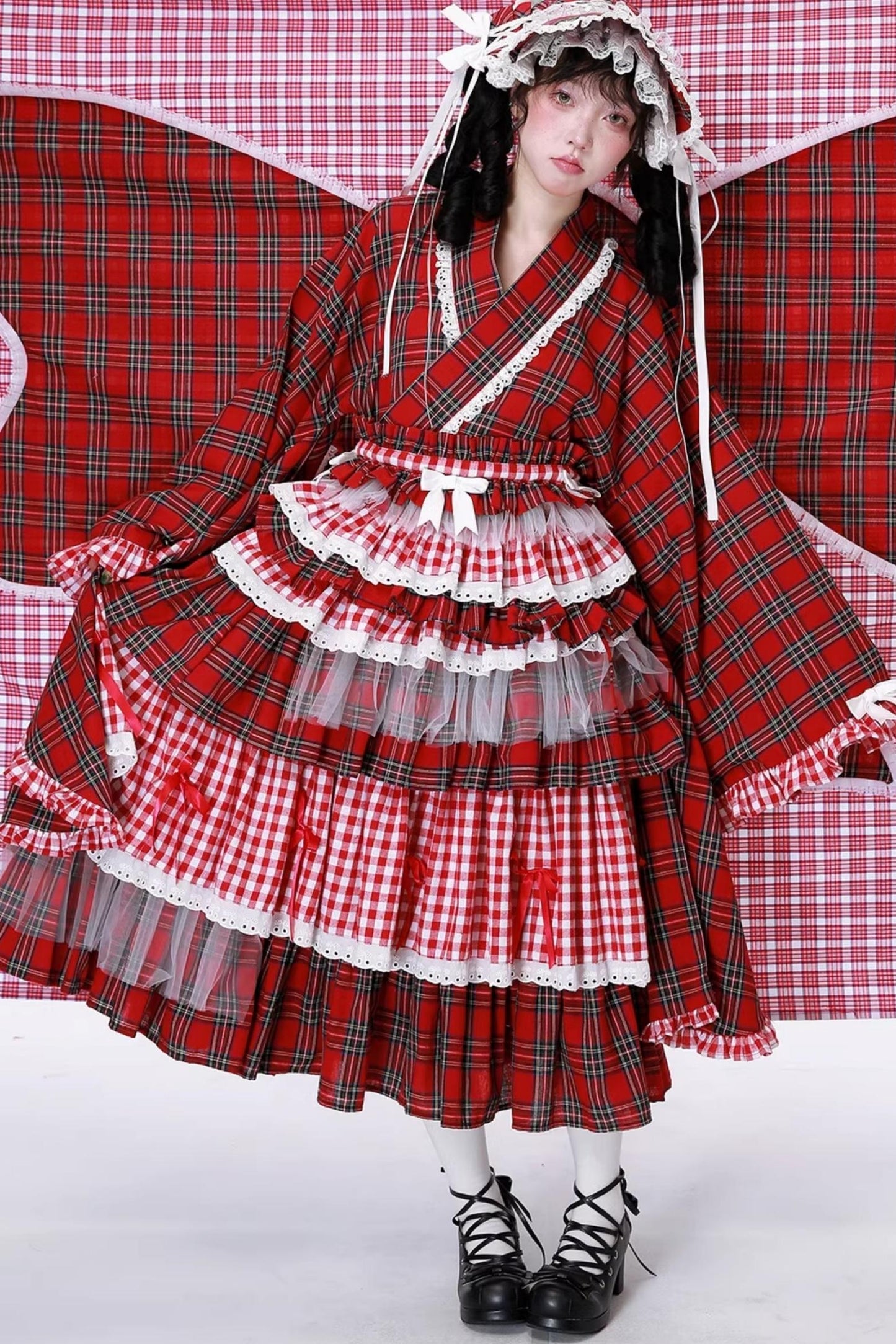 Japanese Lolita Plaid Wrap Skirt