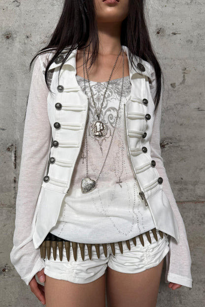 Slim Fit Double-Breasted Zipper Top