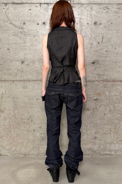 Slim Fit Double-Breasted Zipper Top