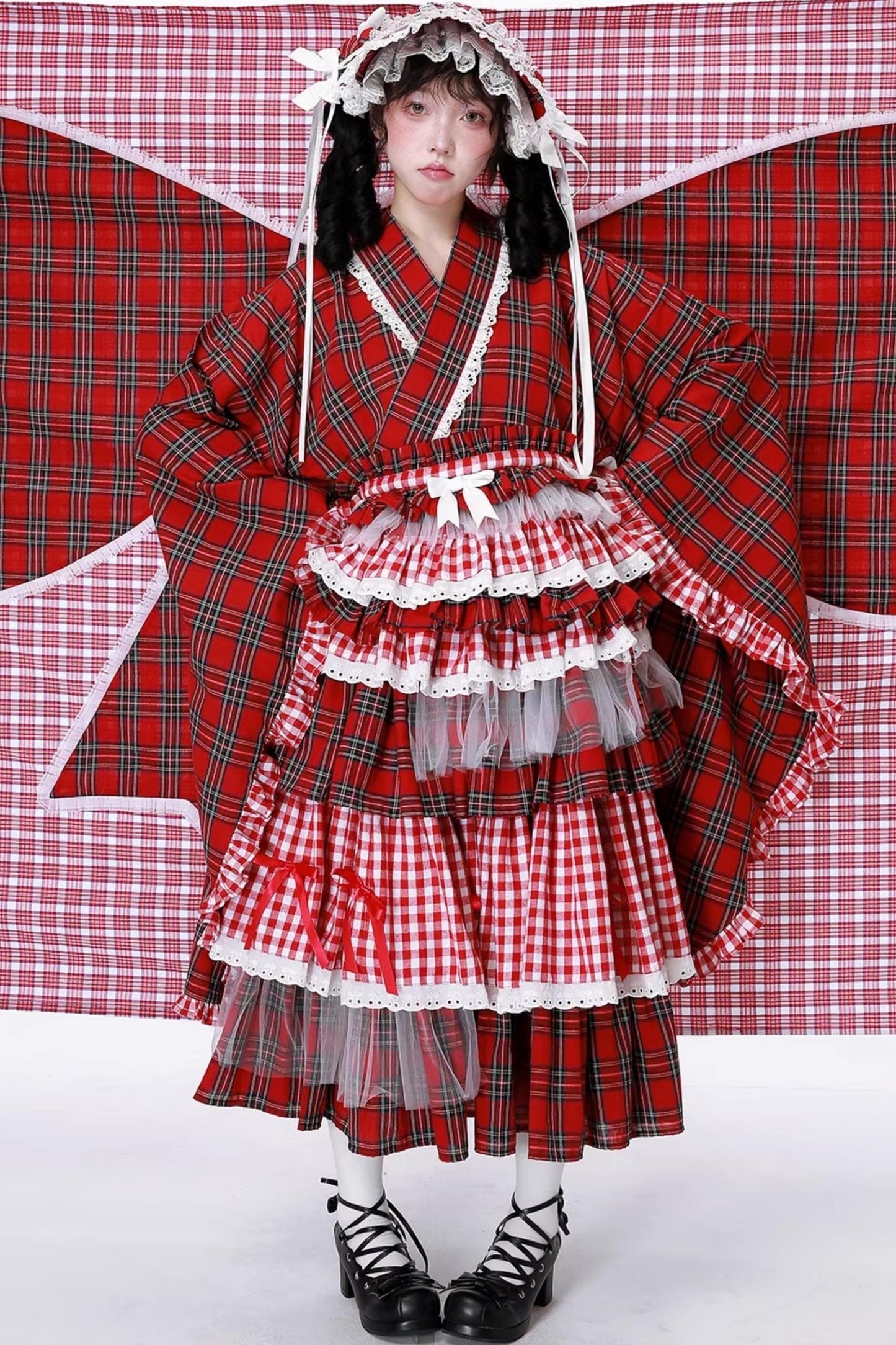 Japanese Lolita Plaid Wrap Skirt