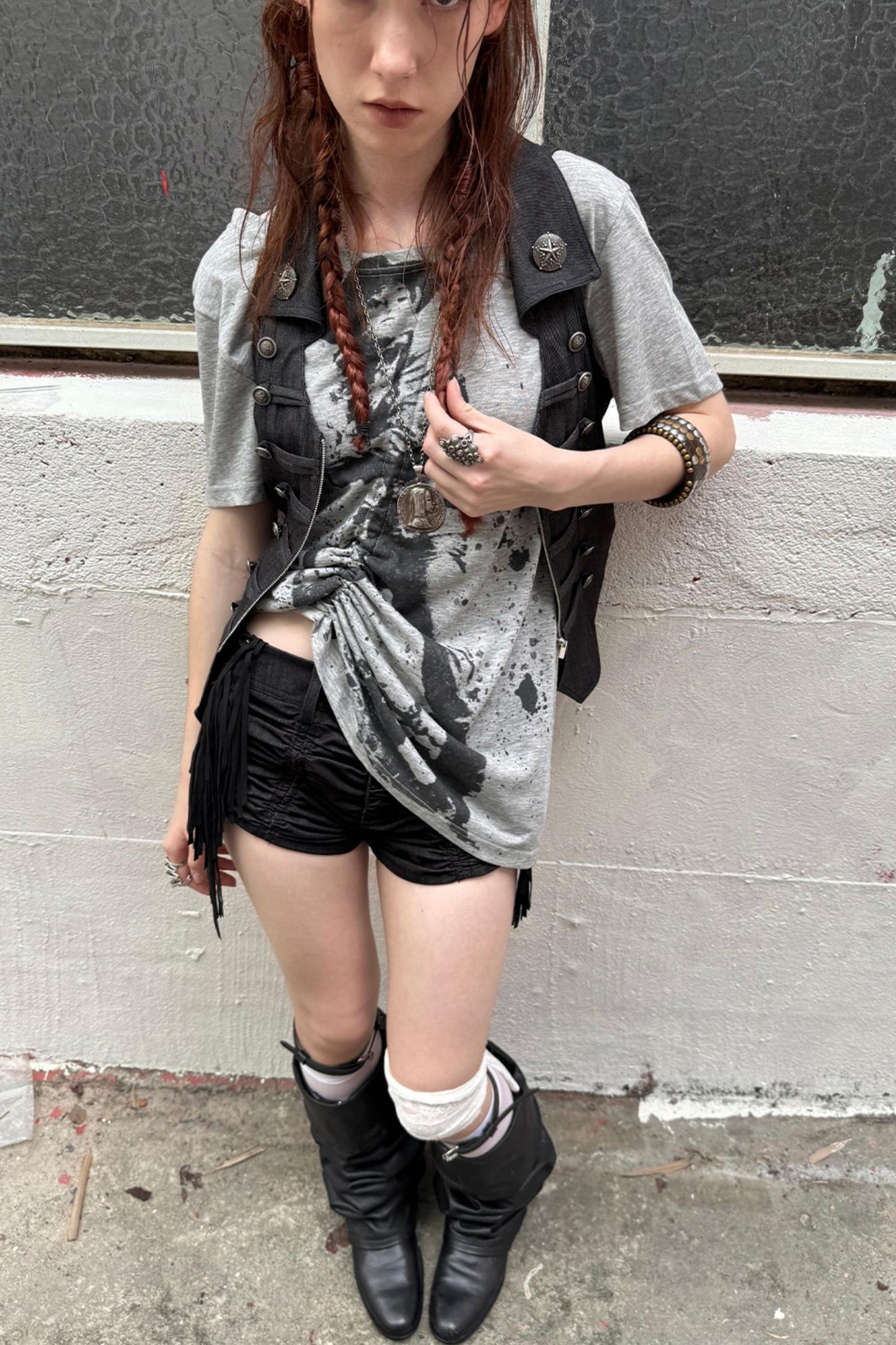 Slim Fit Double-Breasted Zipper Top