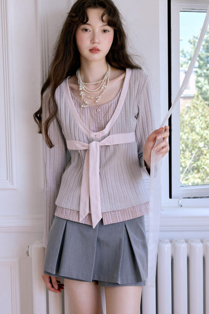 Artists Gray Pleated Culottes Skirt