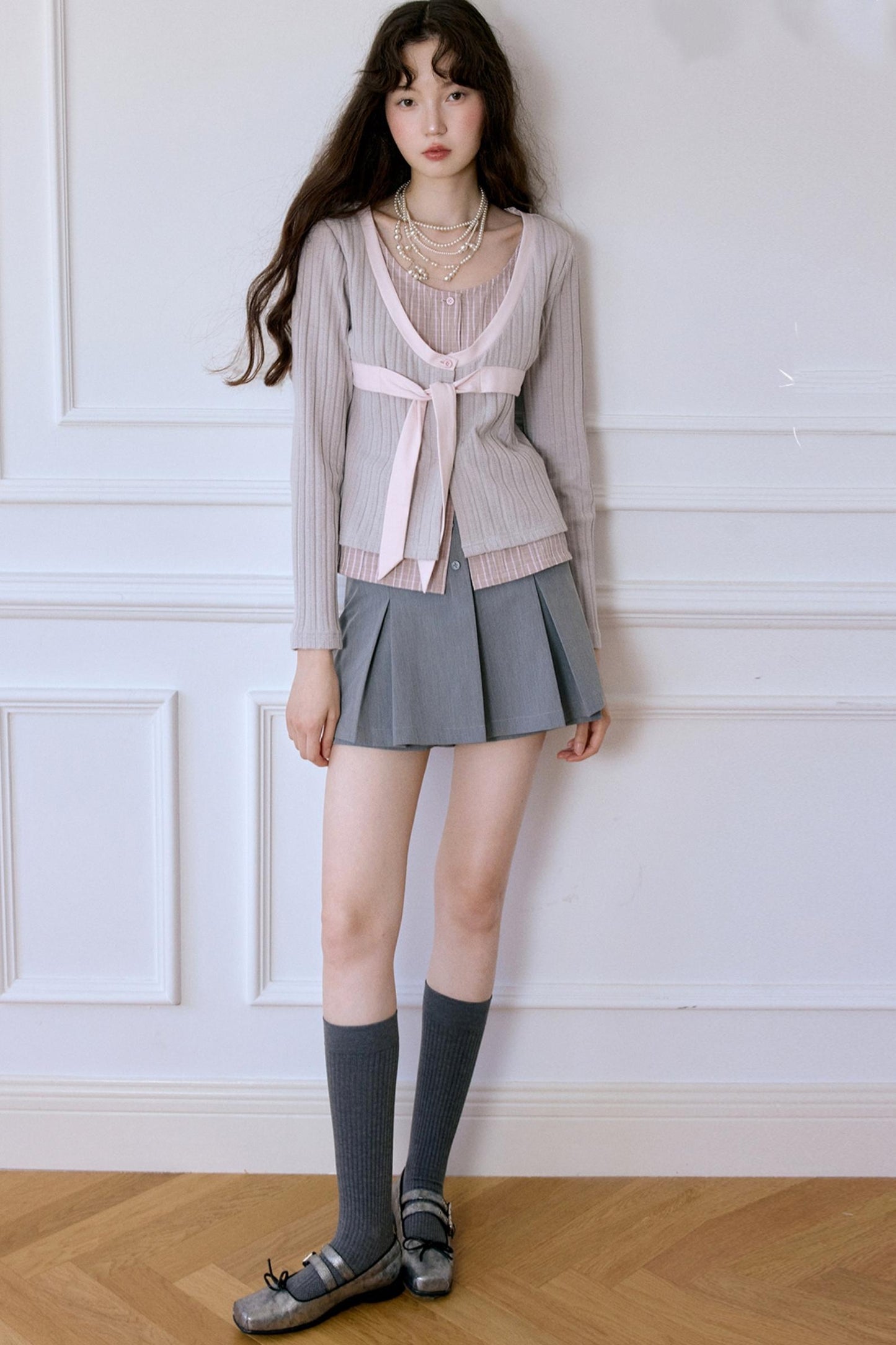 Artists Gray Pleated Culottes Skirt