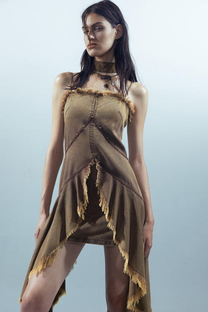 Asymmetrical Halter Dress