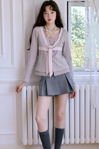 Artists Gray Pleated Culottes Skirt