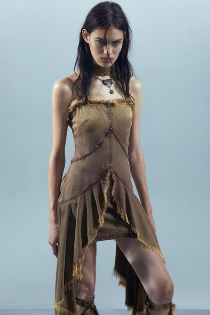 Asymmetrical Halter Dress