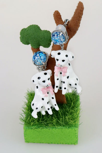 Dalmatian Silver Stud Earrings