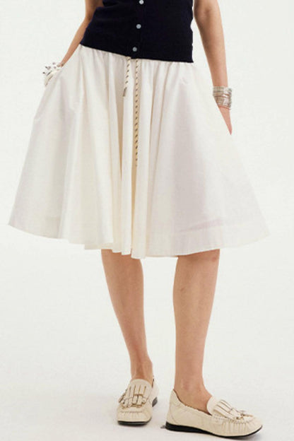 Low Waist Solid A-Line Skirt