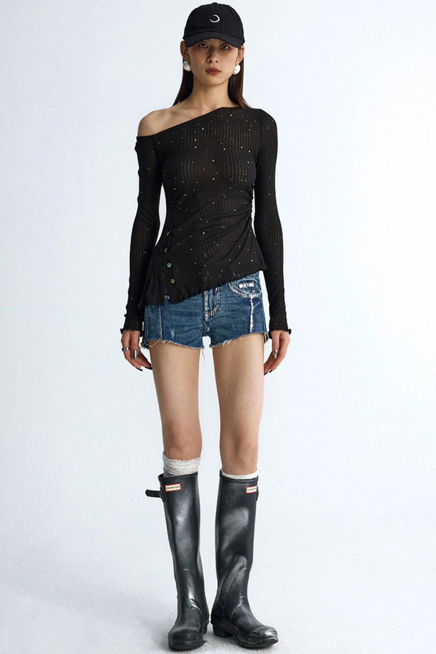 Pleated Rhinestone Tee