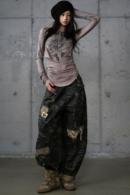 Vintage Distressed Long Sleeve Knitted Base Layer