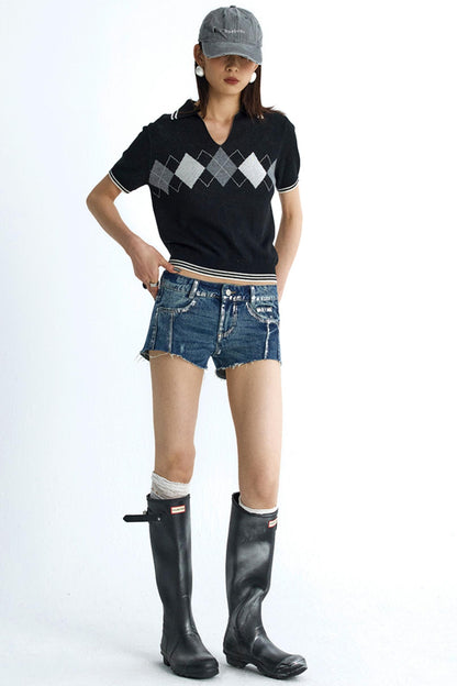 Vintage Diamond V-Neck Tee