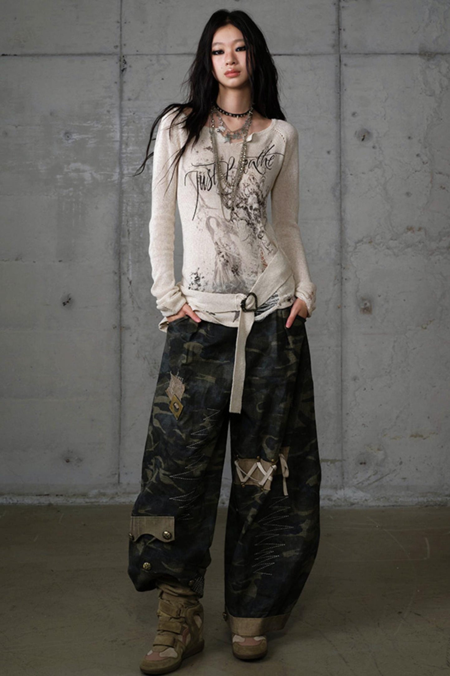 Heavy Industry Embroidery Camouflage Trousers
