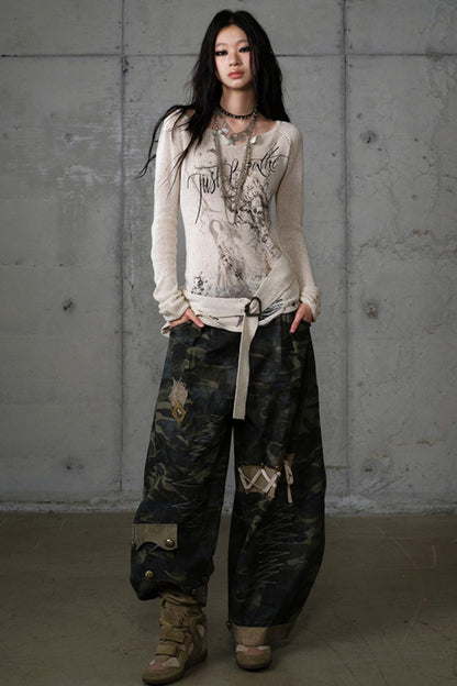 Heavy Industry Embroidery Camouflage Trousers