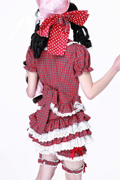Red Gingham Showa Style Shirt