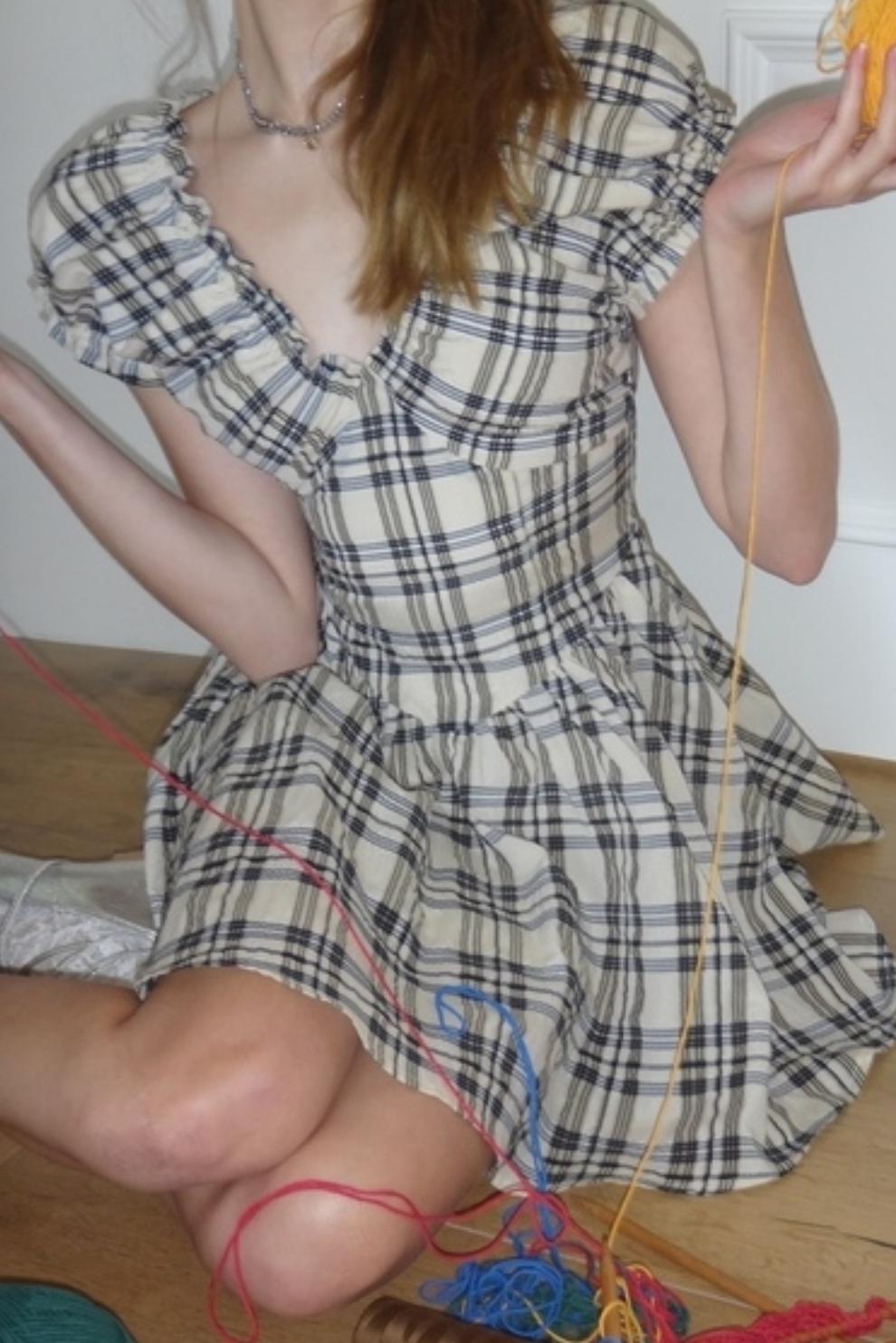 Vintage Pleated A-Line Dress