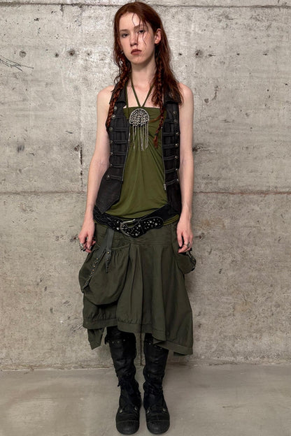 Metal Button Corset Tank