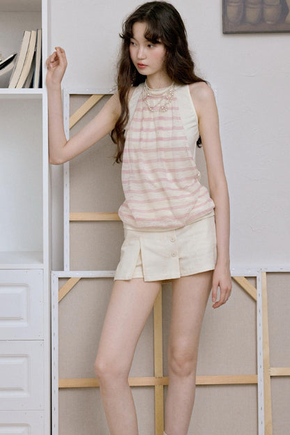 Gray-Pink Striped Camisole Top