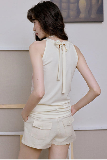 Gray-Pink Striped Camisole Top