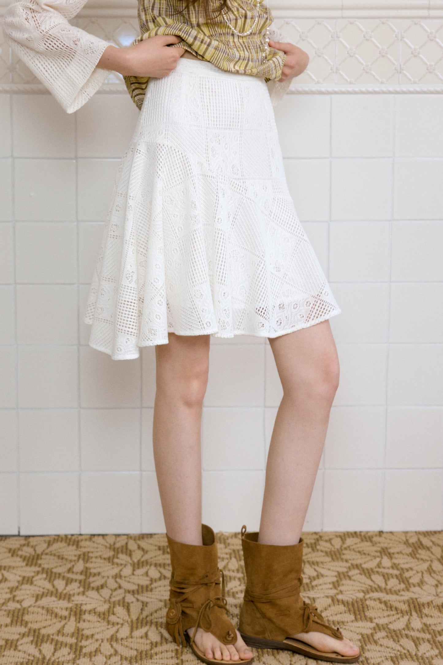 Apricot Yellow Bohemian Top Skirt Set-Up