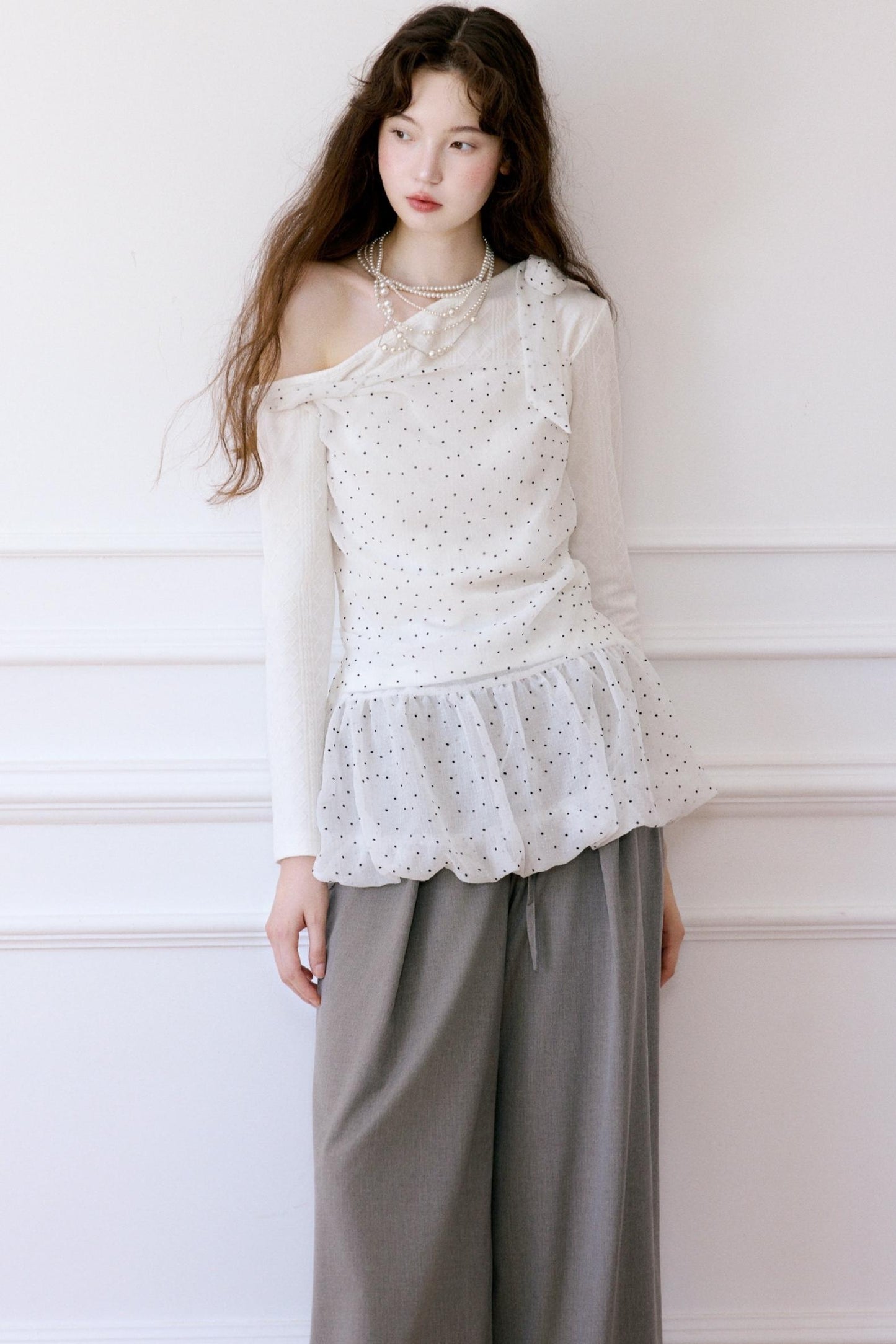 Gray Loose-Fitting Wide-Leg Pants