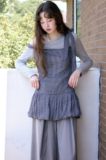 Gray Loose-Fitting Wide-Leg Pants