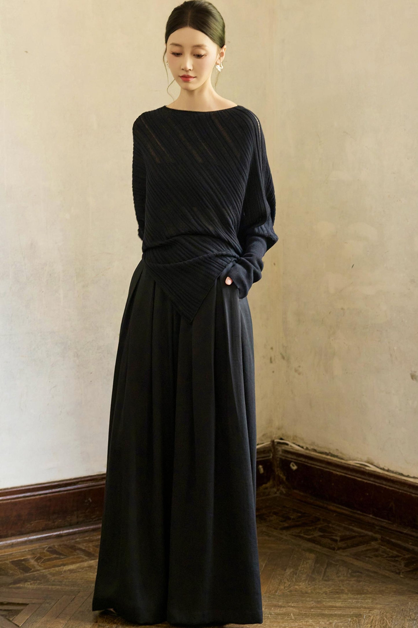 Lazy Bat Sleeve Wool Pullover Sweater