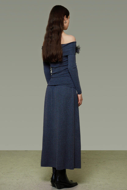 Autumn Knit One-Shoulder Dress