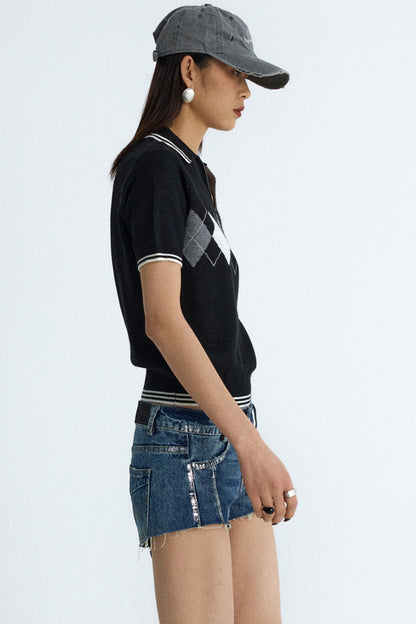 Vintage Diamond V-Neck Tee