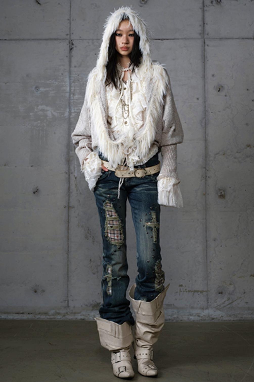 Lazy Vintage Knit Bat Sleeve Hooded Sweater Coat