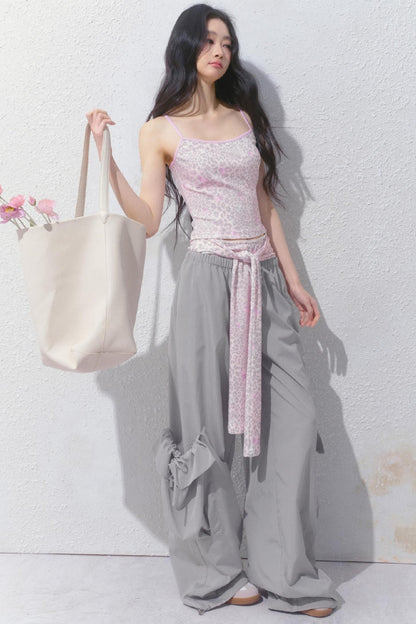 Peach Pink Leopard Print Camisole Set-Up