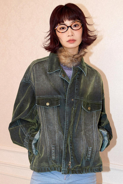 Lost Magic Green Denim Jacket