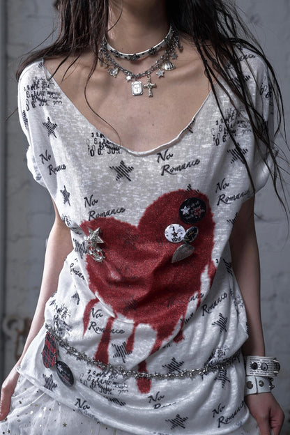 Sailor Style Printed Loose T-Shirt