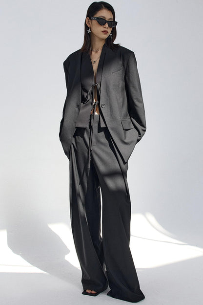 Draped Embroidered Suit Pants