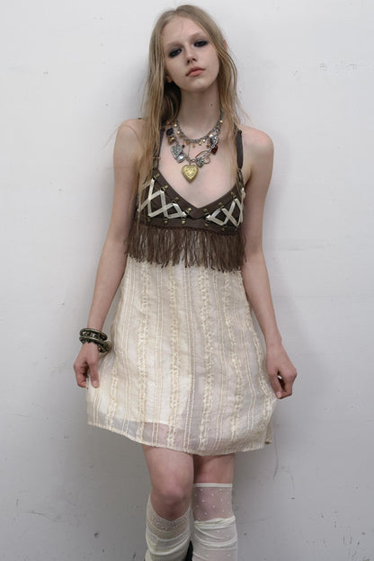 Luxury Halter Leather Dress