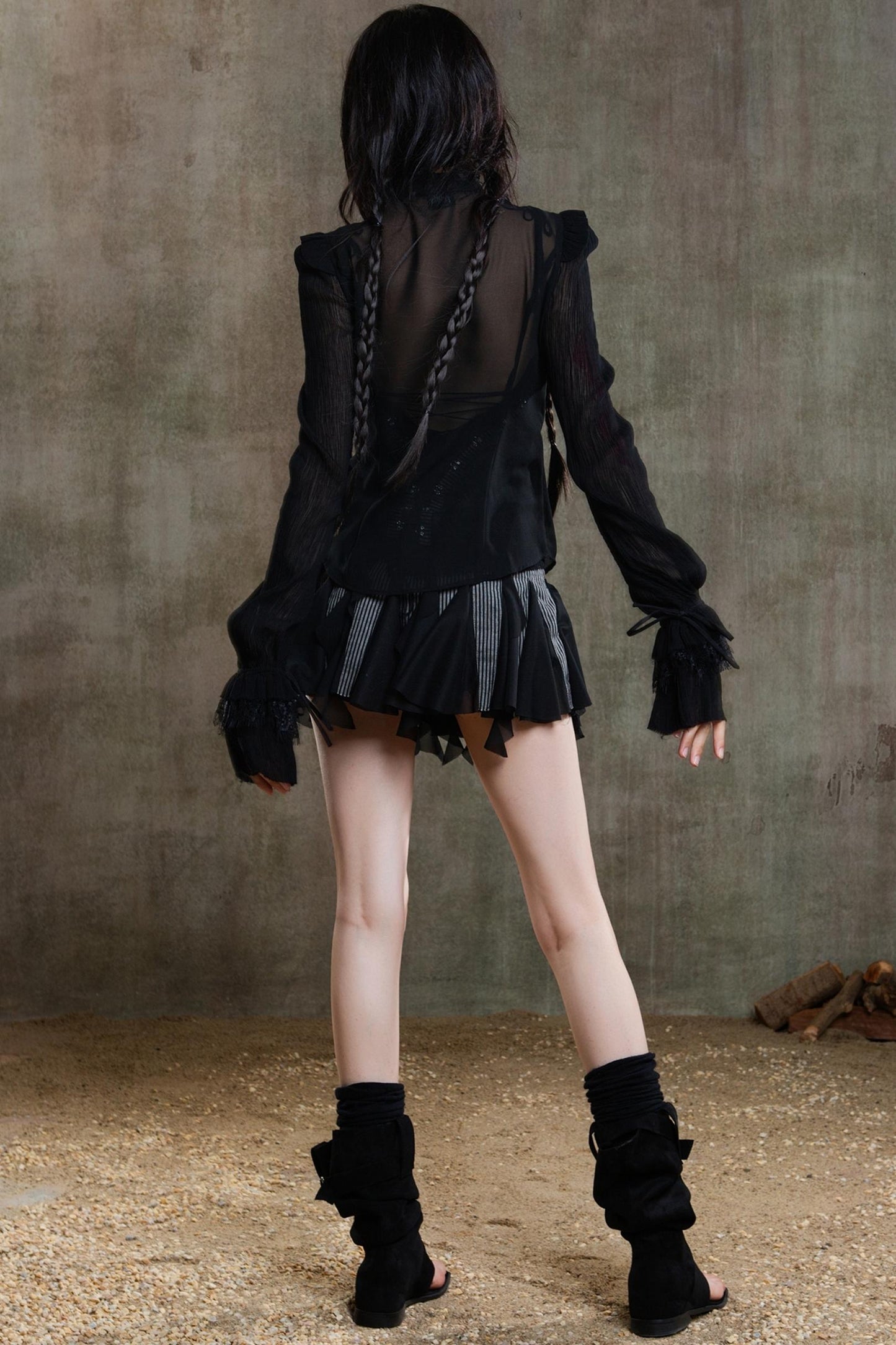 Polygonal Striped Bustier Skirt