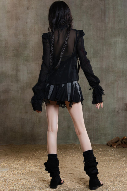 Polygonal Striped Bustier Skirt