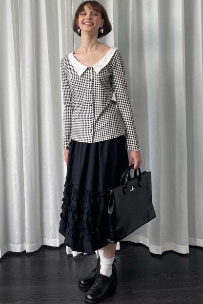 Pointed Neck Long Sleeve Shirt