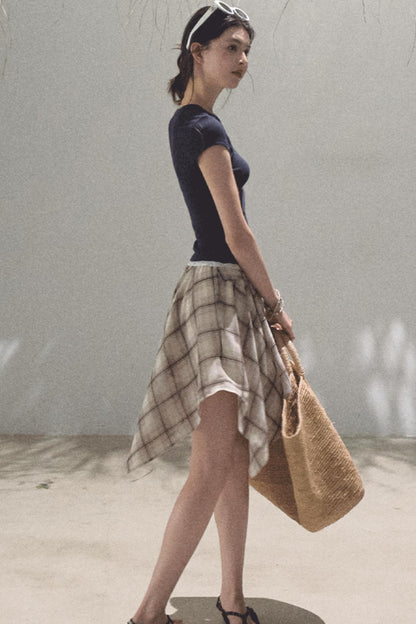 Love Ripple Plaid Skirt
